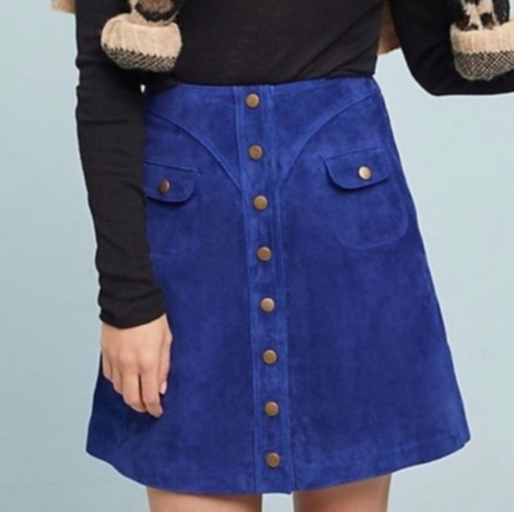 Anthropologie Suede Mini Skirt
